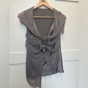 Alberta Ferretti Gray Draped Blouse